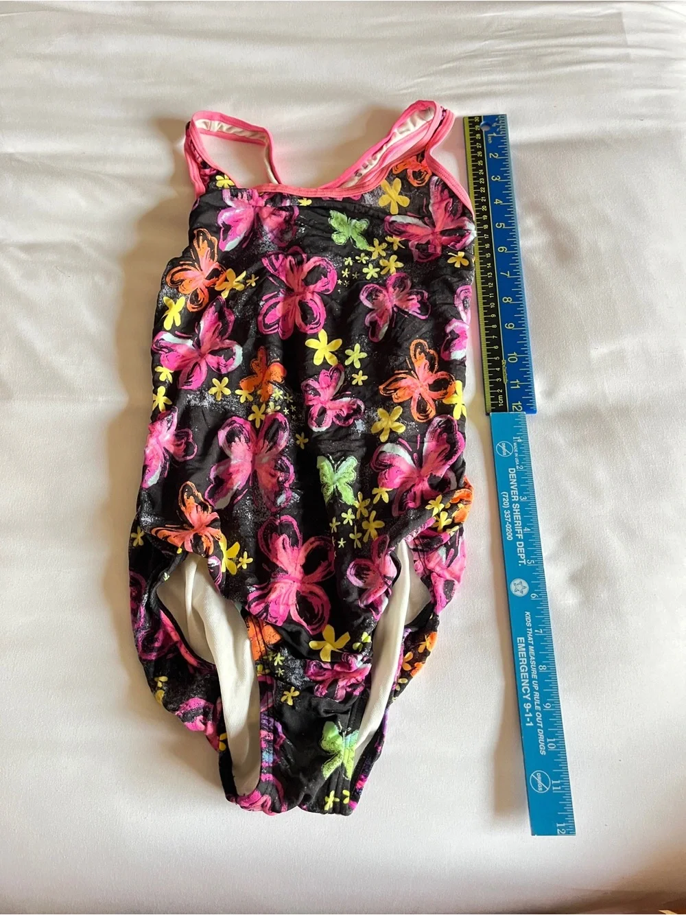Speedo Girls Floral Butterfly Racerback One Piece Swimsuit Swimwear Size 14